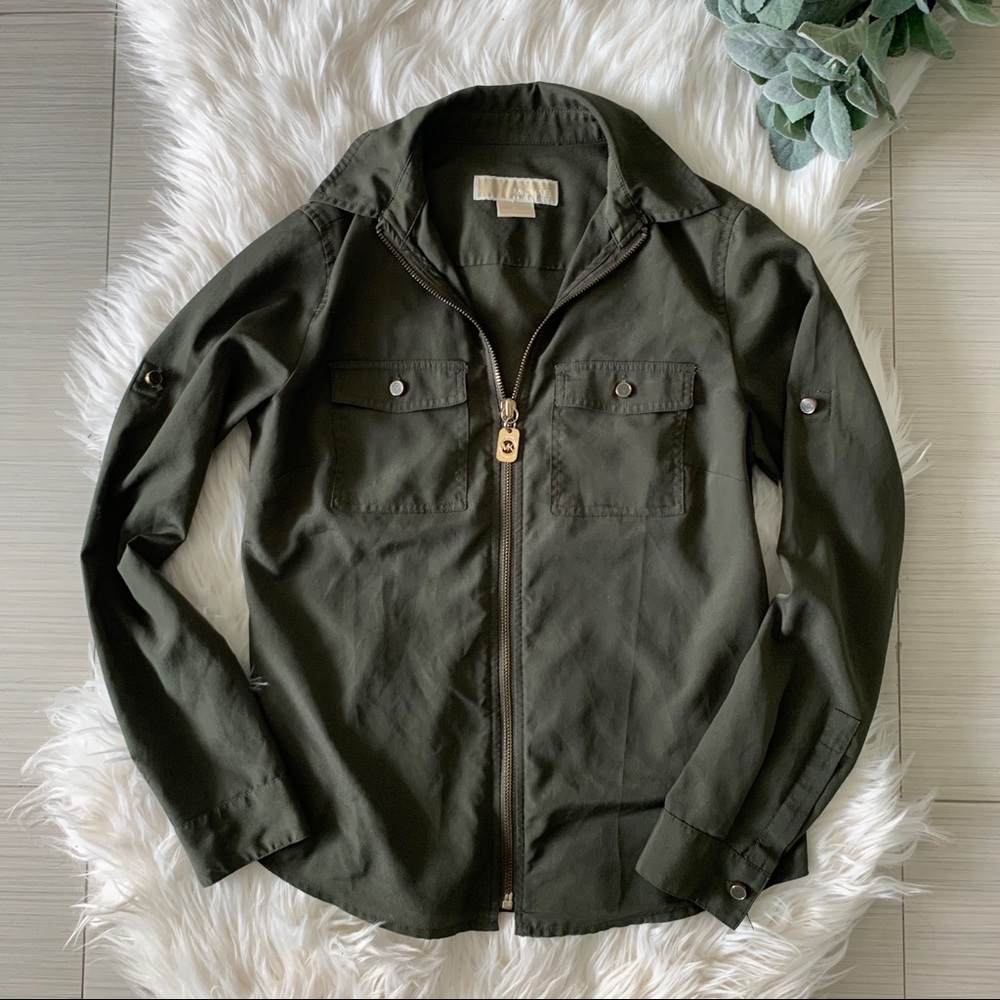 Michael Kors Green Long Sleeve Top